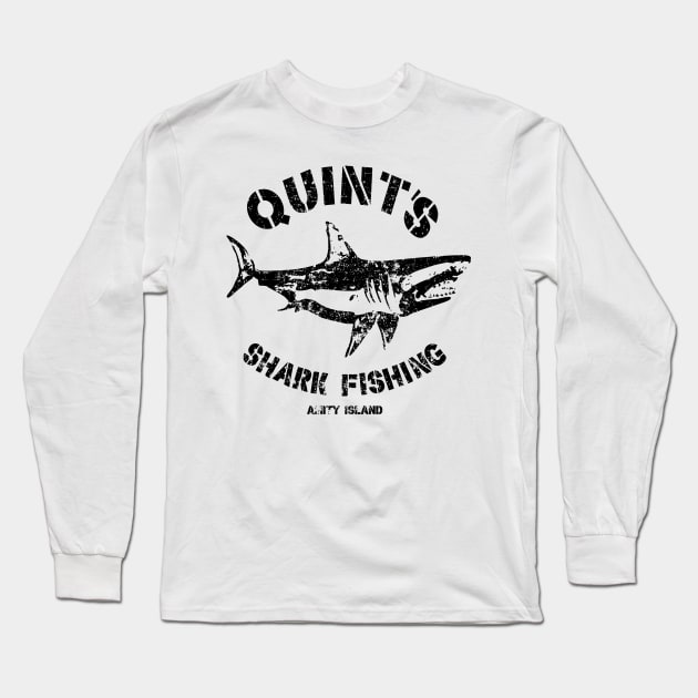 Quint's Shark Fishing Long Sleeve T-Shirt by VEKTORKITA